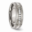 Titanium with Sterling Silver Inlay Polished 1/4ct. tw. Diamond Band
