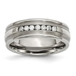 Titanium with Sterling Silver Inlay Polished 1/4ct. tw. Diamond Band