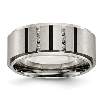 Titanium Polished/Brushed IP-plated 0.15ct. Diamond 9mm Band