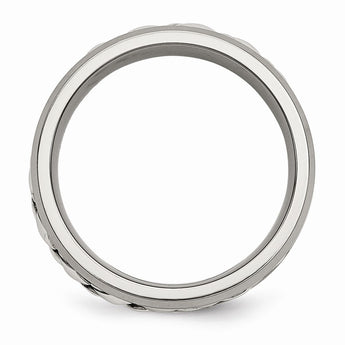 Titanium/Sterling Silver Inlay Polished 1pt. Diamond 7mm Band