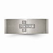 Titanium Brushed Diamond Cross Flat Band