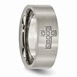 Titanium Brushed Diamond Cross Flat Band