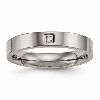 Titanium Polished Flat Comfort Back CZ Ring