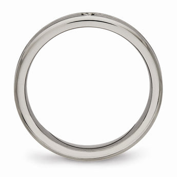 Titanium Polished Grooved Comfort Back CZ Ring