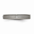 Titanium Polished Grooved Comfort Back CZ Ring