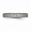 Titanium Polished Grooved Comfort Back CZ Ring
