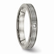 Titanium Polished Grooved Comfort Back CZ Ring