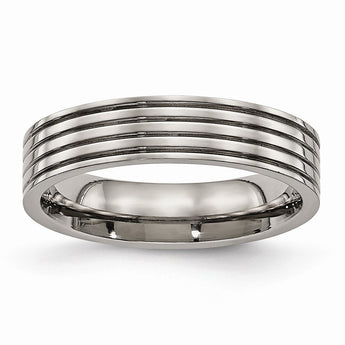Titanium Polished Grooved Comfort Back Ring