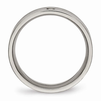 Titanium Polished Grooved Comfort Back CZ Ring