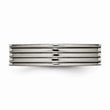 Titanium Polished Grooved Comfort Back CZ Ring