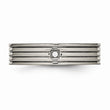 Titanium Polished Grooved Comfort Back CZ Ring