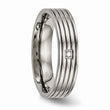 Titanium Polished Grooved Comfort Back CZ Ring