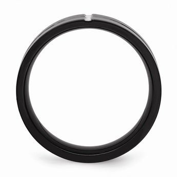 Titanium Polished Black IP Grooved Comfort Back Ring