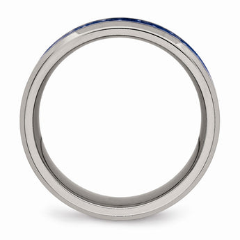 Titanium Polished w/ Blue Carbon Fiber Inlay Band