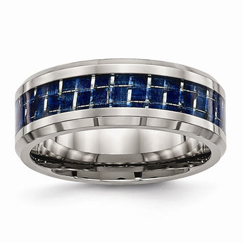 Titanium Polished w/ Blue Carbon Fiber Inlay Band