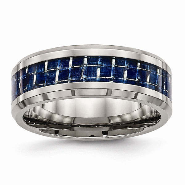 Titanium Polished w/ Blue Carbon Fiber Inlay Band