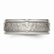 Titanium Polished w/Satin Hammered Center Grooved Ring