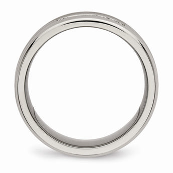 Titanium Polished Grooved CZ Ring