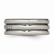 Titanium Polished Grooved CZ Ring