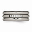 Titanium Polished Grooved CZ Ring