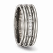 Titanium Polished Grooved CZ Ring