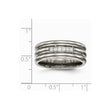 Titanium Polished Grooved CZ Ring
