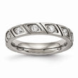 Titanium Polished Grooved CZ Ring