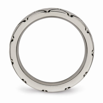 Titanium Polished Criss Cross Grooved Ring