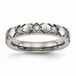 Titanium Polished Criss Cross Grooved CZ Ring