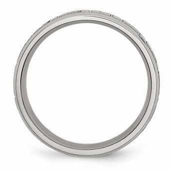 Titanium Ridged Edge Greek Key Design 6mm Satin/Polished Band