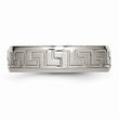 Titanium Ridged Edge Greek Key Design 6mm Satin/Polished Band