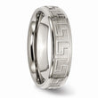 Titanium Ridged Edge Greek Key Design 6mm Satin/Polished Band