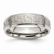 Titanium Ridged Edge Greek Key Design 6mm Satin/Polished Band