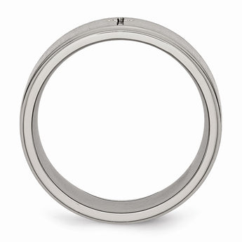 Titanium Ridged Edge Cross 8mm Brushed and Polished Band