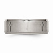 Titanium Ridged Edge Cross 8mm Brushed and Polished Band