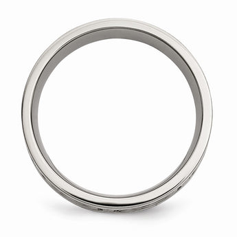 Titanium Sterling Silver Inlay Celtic Knot Flat 8mm Polished Band