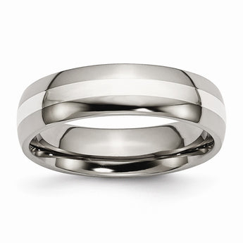 Titanium Sterling Silver Inlay 6mm Polished Band