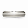Titanium Ridged Edge Sterling Silver Inlay 6mm Brushed/Polished Band