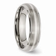 Titanium Ridged Edge Sterling Silver Inlay 6mm Brushed/Polished Band