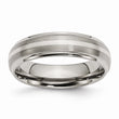 Titanium Ridged Edge Sterling Silver Inlay 6mm Brushed/Polished Band