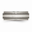 Titanium Polished /Stone Finish Center Grooved Edge Sterling Inlay Band