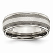Titanium Polished /Stone Finish Center Grooved Edge Sterling Inlay Band