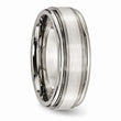 Titanium Grooved Edge Sterling Silver Inlay 8mm Brushed/Polished Band