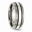Titanium Grooved Sterling Silver Inlay 8mm Brushed/Antiqued Band