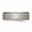 Titanium Ridged Edge Sterling Silver Inlay 7mm Brushed/Polished Band