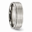 Titanium Ridged Edge Sterling Silver Inlay 7mm Brushed/Polished Band