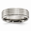 Titanium Ridged Edge Sterling Silver Inlay 7mm Brushed/Polished Band