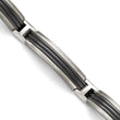 Titanium/Ster.Sil Black Ti Brushed/Polished Striped Link Bracelet
