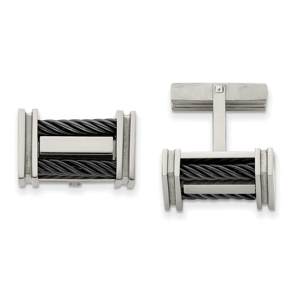 Titanium Black IP-plated Wire Cuff Links