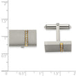 Titanium Brushed Yellow IP-plated CZs Rectangular Cuff Links